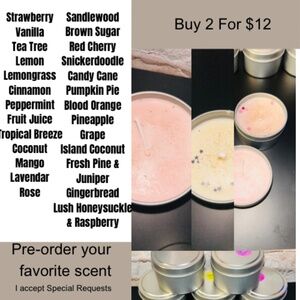 Handmade Soy Wax Candle – 4.5 oz Scented Tin Pre-Order your favorite Scent ❤️